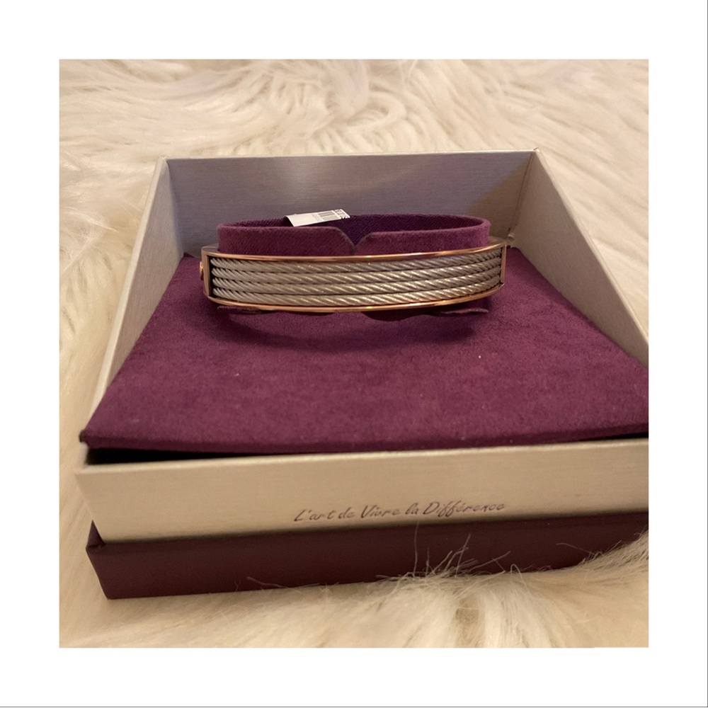 Charriol Forever Steel PVD Rose Gold Bangle Bracelet - NWT New in Box